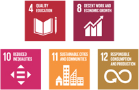 4. QUALITY EDUCATION, 8. DECENT WORK AND ECONOMIC GROWTH, 10. REDUCED INEQUALITIES, 11. SUSTAINABLE CITIES AND COMMUNITIES, 12. RESPONSIBLE CONSUMPTION AND PRODUCTION